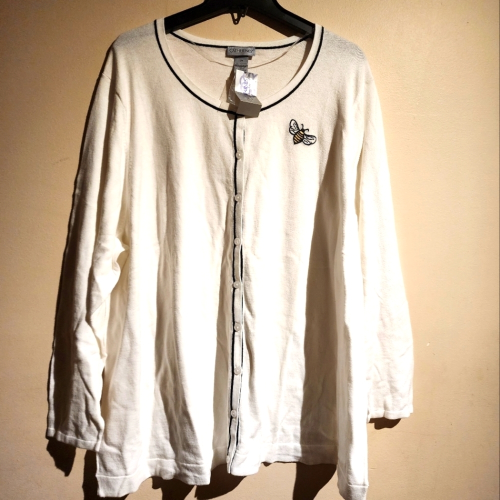NWT Catherines Womens Plus Size WHITE Cardigan Sweater